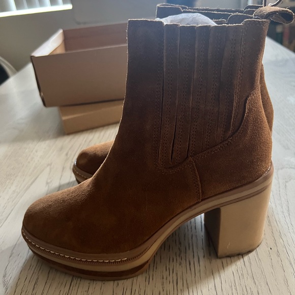 Steve Madden Lenny Suede Ankle Boots Chestnut - Picture 5 of 7